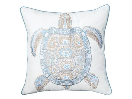 Sea Glass Tribal Turtle Indoor Outdoor Pillow Hot on Sale