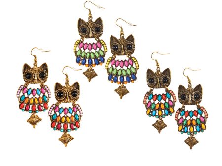 Groovy Owl Earrings, Asst. of 3 on Sale