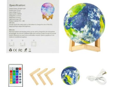 Moon Lamp Kids Night Light,5.9 Inch Galaxy Lamp 16 Colors LED 3D with Wood Stand Hot on Sale