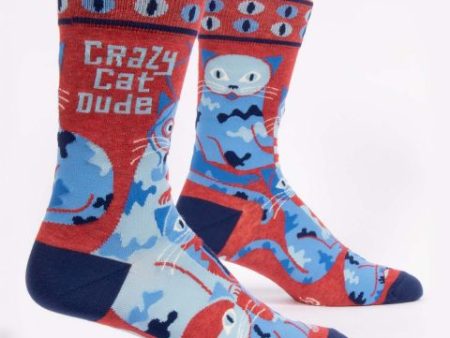 Blue Q Mens Socks Crazy Cat Dude For Cheap