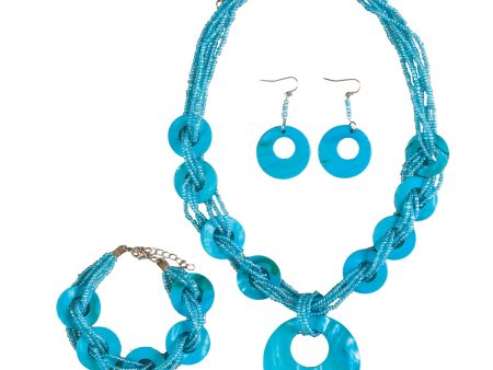 Turquoise Shell Necklace Set For Cheap