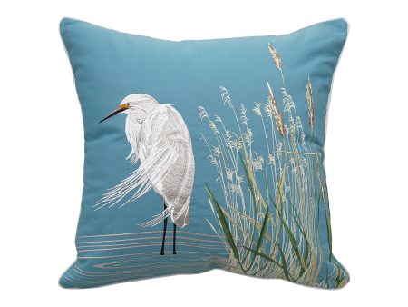 Snowy White Egret Indoor Outdoor Pillow on Sale