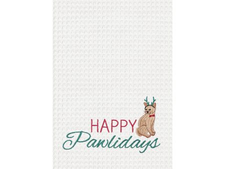 Happy Pawlidays Cat Kitchen Towel For Sale