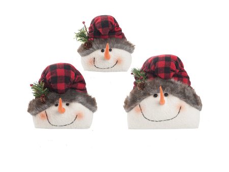 Buffalo Check Snowmen, Set of 3 For Discount