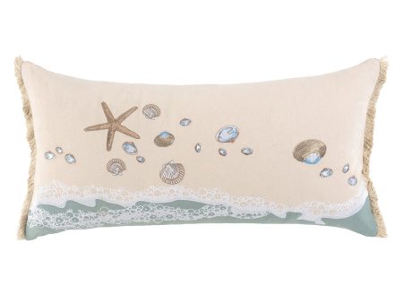 Sand & Shells Fringed Lumbar Indoor Pillow Fashion