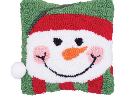 Happy Snowman Hooked Mini Pillow Online Hot Sale