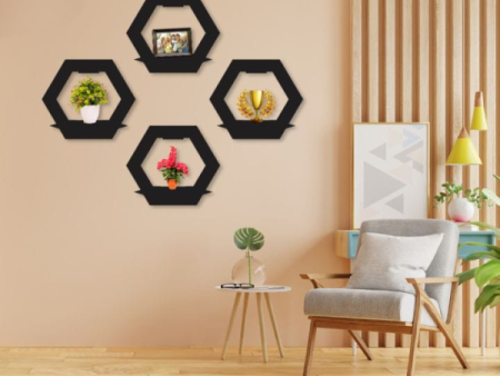 Hexagon 3D Wooden Wall Shelf Discount