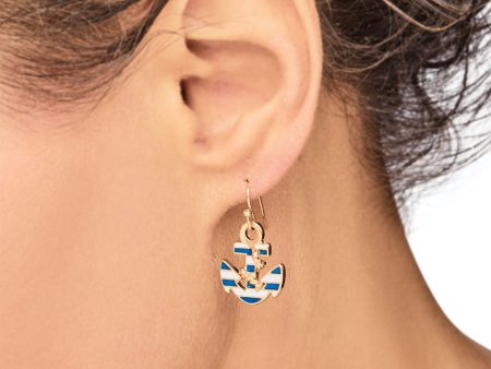 Silver & Navy Anchor Earrings For Cheap