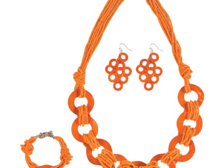 Tangerine Shell Necklace Set on Sale