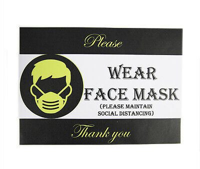 Wear Face Mask  Window Cling - 6 Pack 10x7 Inch - Premium Static Window Clings Supply