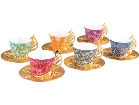 12Pc Deluxe Espresso Coffee cups Mix Color Online now