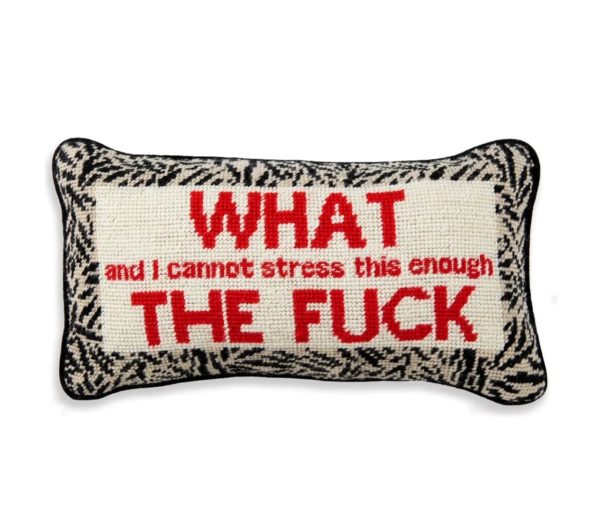 WTF Needlepoint Pillow Fashion