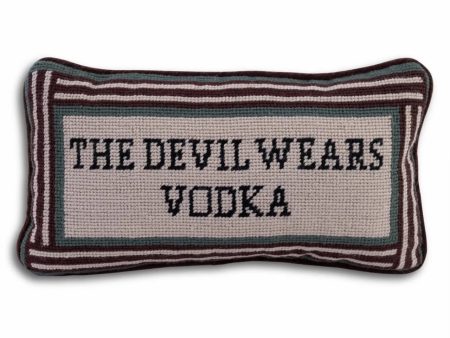 Devil Wears Vodka Needlepoint Pillow Cheap