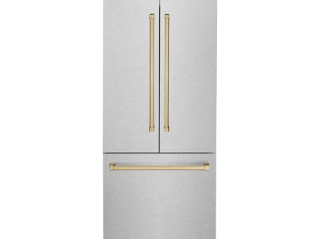 ZLINE 36  Autograph Edition 16.1 cu. ft. Built-in 2-Door Bottom Freezer Refrigerator with Internal Water and Ice Dispenser in Fingerprint Resistant Stainless Steel with Champagne Bronze Accents (RBIVZ-SN-36-CB) Discount