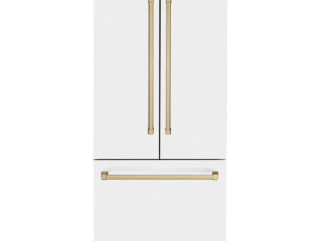 ZLINE 36  Autograph Edition 19.6 cu. ft. Built-in 3-Door French Door Refrigerator with Internal Water and Ice Dispenser in White Matte with Champagne Bronze Accents (RBIVZ-WM-36-CB) Online now