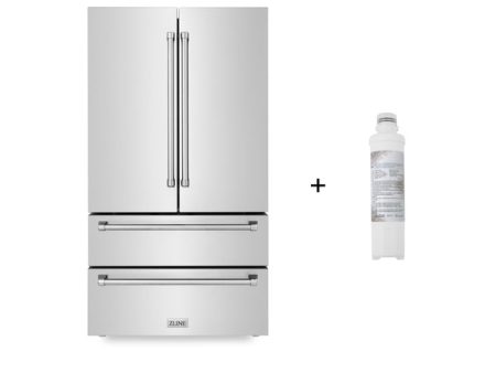 ZLINE 36  22.5 cu. ft 4-Door French Door Refrigerator with Ice Maker and Water Filter in Fingerprint Resistant Stainless Steel (RFM-WF-36) Supply