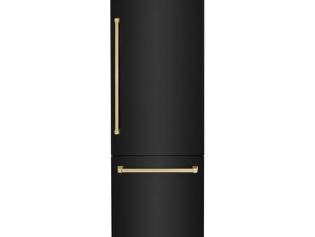 ZLINE 30  Autograph Edition 16.1 cu. ft. Built-in 2-Door Bottom Freezer Refrigerator with Internal Water and Ice Dispenser in Black Stainless Steel with Champagne Bronze Accents (RBIVZ-BS-30-CB) Discount