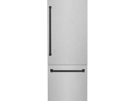 ZLINE 30  Autograph Edition 16.1 cu. ft. Built-in 2-Door Bottom Freezer Refrigerator with Internal Water and Ice Dispenser in Fingerprint Resistant Stainless Steel with Matte Black Accents (RBIVZ-SN-30-MB) For Discount