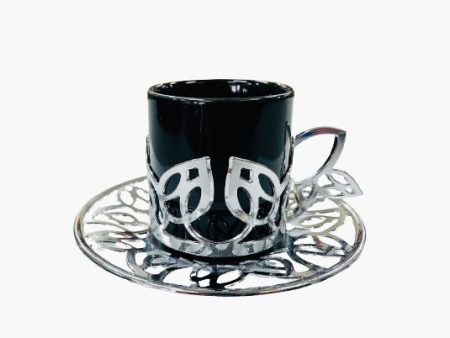 12Pc Espresso Coffee Set 3.5oz   Black & Silver Supply