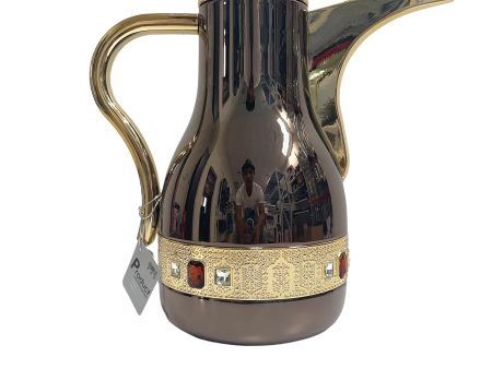 Vacuum Flask 1L Brown & Gold with Diamond For Discount