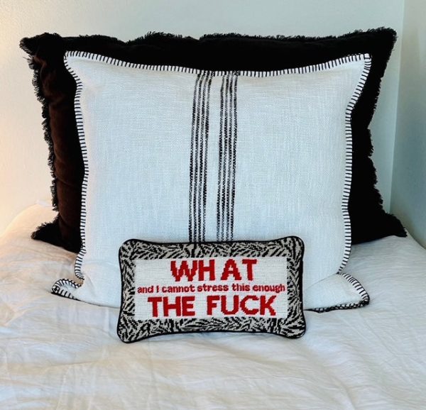 WTF Needlepoint Pillow Fashion