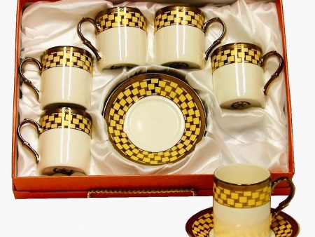 12Pc Espresso Coffee Cups Set 3.5oz (Gold) Cheap