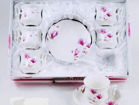 12Pc Coffee Cups Set (Pink Flower) Discount