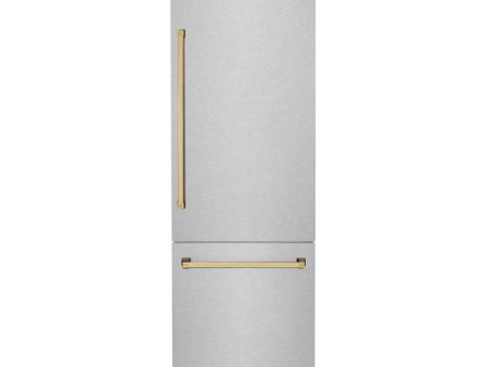 ZLINE 30  Autograph Edition 16.1 cu. ft. Built-in 2-Door Bottom Freezer Refrigerator with Internal Water and Ice Dispenser in Fingerprint Resistant Stainless Steel with Gold Accents (RBIVZ-SN-30-G) Online Hot Sale