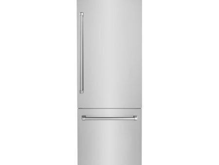 ZLINE 30  16.1 cu. ft. Built-In 2-Door Bottom Freezer Refrigerator with Internal Water and Ice Dispenser in Stainless Steel (RBIV-304-30) on Sale