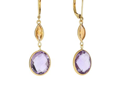 14K Gold Semi-Precious Drop Earrings on Sale