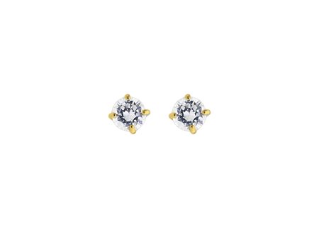 14K Gold 4mm Round CZ Stud Earring Online Sale