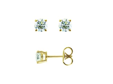 14K Gold .15ct J-K I1-I2 Round Diamond Stud Earring Online now