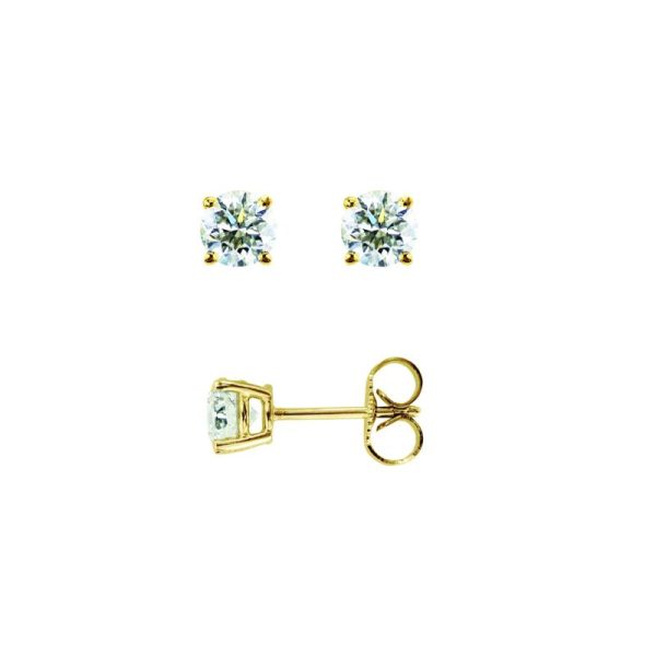 14K Gold .15ct J-K I1-I2 Round Diamond Stud Earring Online now