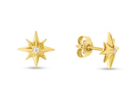 14K Gold Diamond North Star Earrings Online Hot Sale