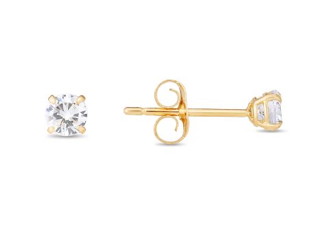 14K Gold 3mm Round CZ Stud Earring Online Hot Sale