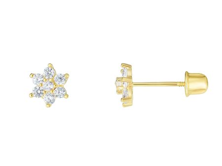 14K Gold CZ Flower Stud Earring Supply