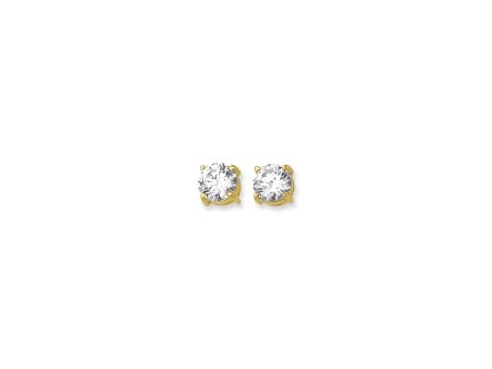 14K Gold 8mm Round CZ Stud Earring Online Hot Sale