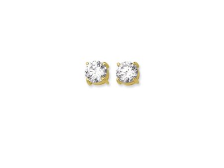 14K Gold 7mm Round CZ Stud Earring For Discount