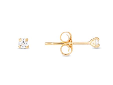 14K Gold 2mm Round CZ Stud Earring Online now